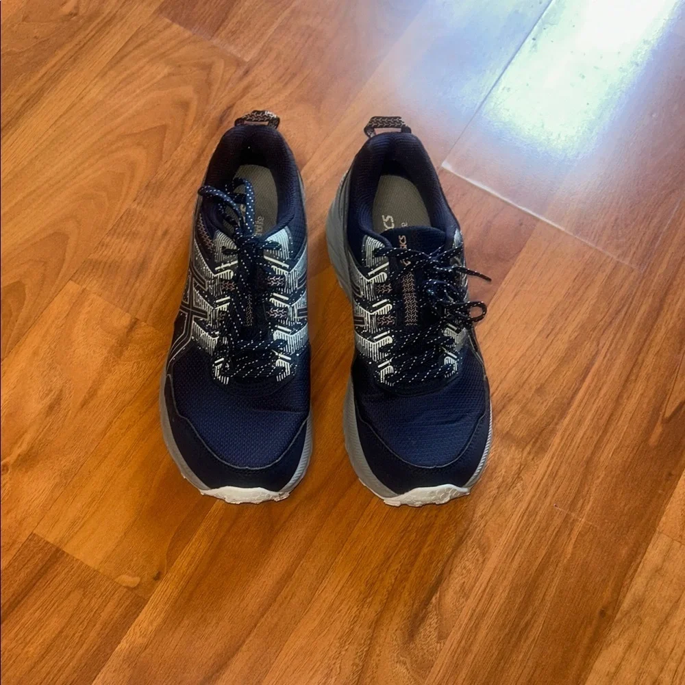 Asics Women's Navy Blue and White Sneakers - Picture 2 of 14